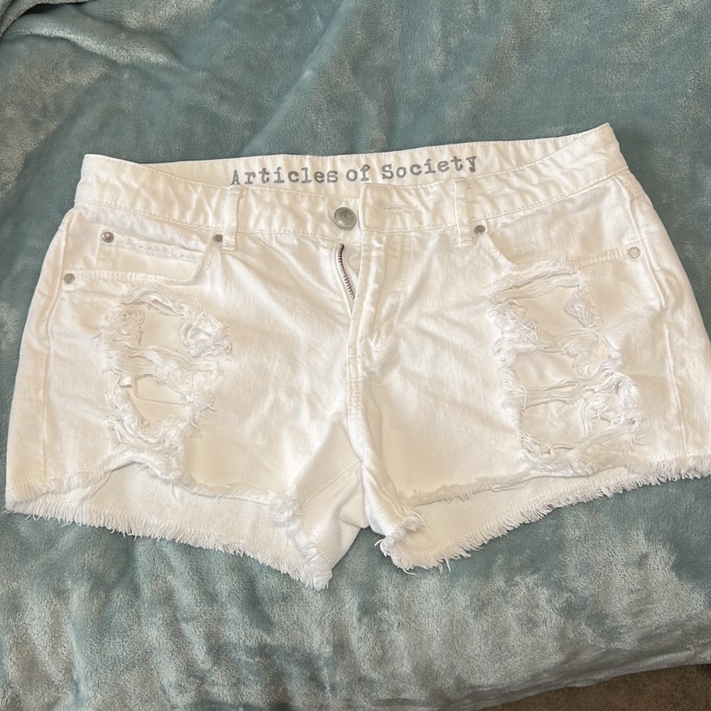 Articles of Society White Jean Shorts